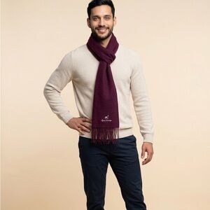 Men's Wine Fringe Scarf - Stylish Everyday Wrap